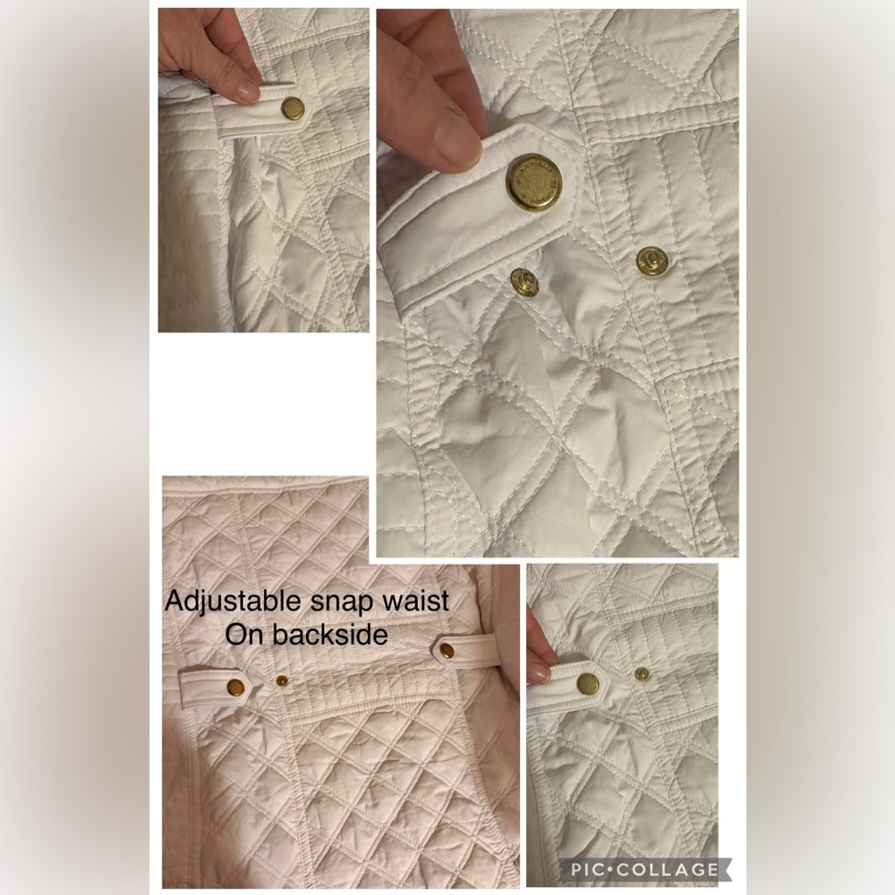 WEATHERPROOF Brand Quilted Lined Vest White with Gold Accents ADJUST. WAIST M. - Picture 12 of 15